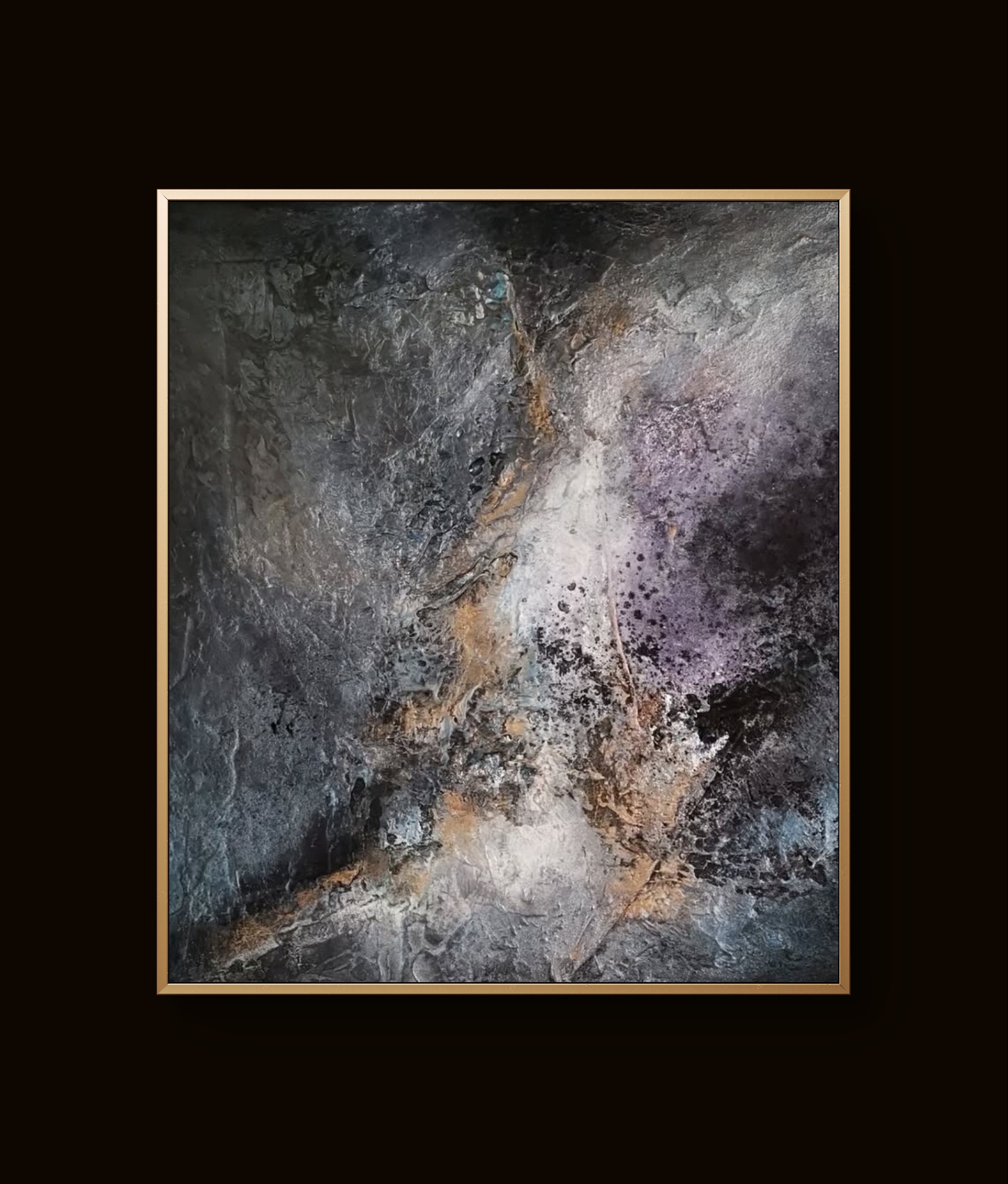 Modern abstract art blending earthy and cool hues with rich depth and movement