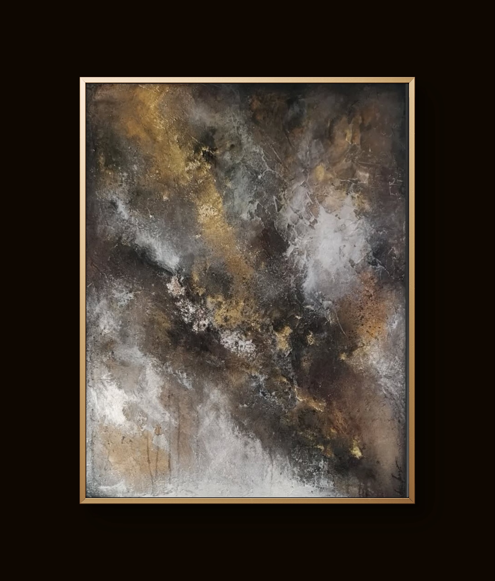 Modern abstract art blending earthy and cool hues with rich depth and movement