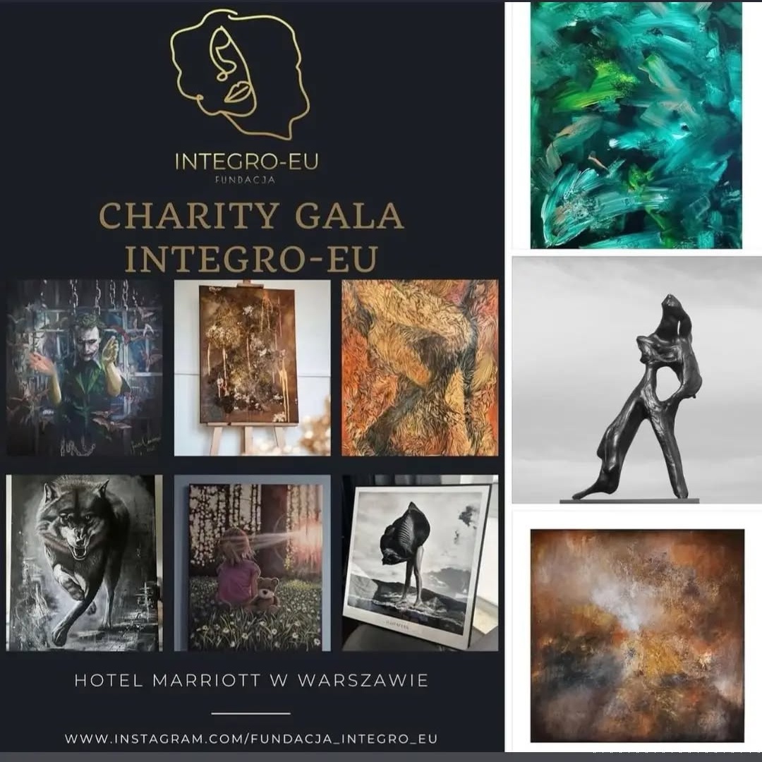Abstract painting at a charity gala and art auction