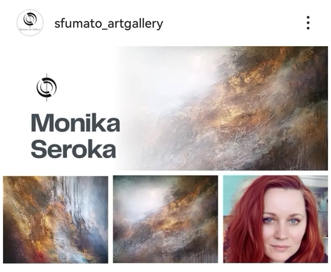 Abstract paintings in gallery exhibitions, interior designs, and promotional materials