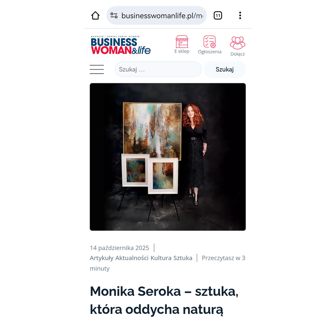 Abstract nature paintings in a magazine article on art and charity auction