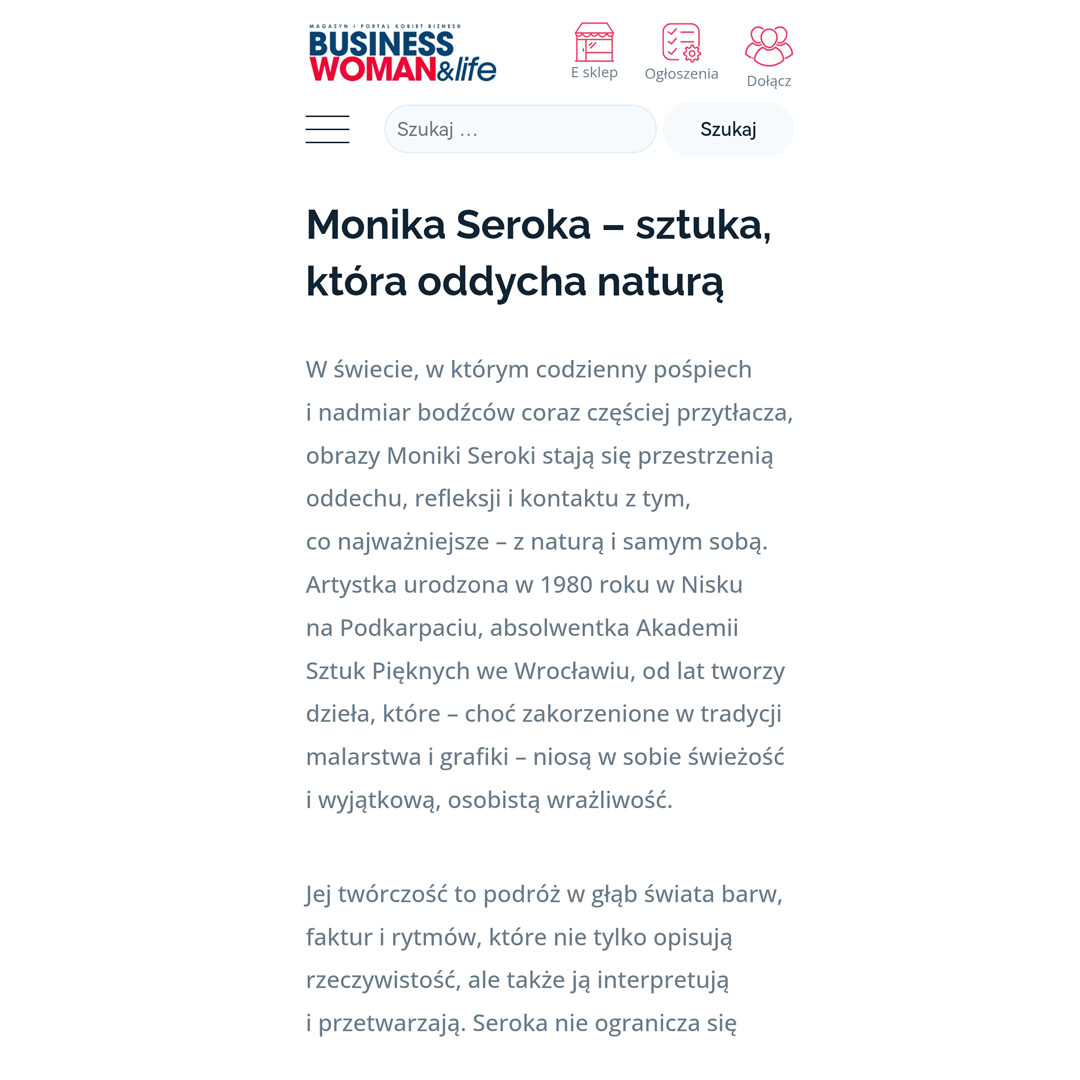 Abstract nature paintings in a magazine article on art and charity auction