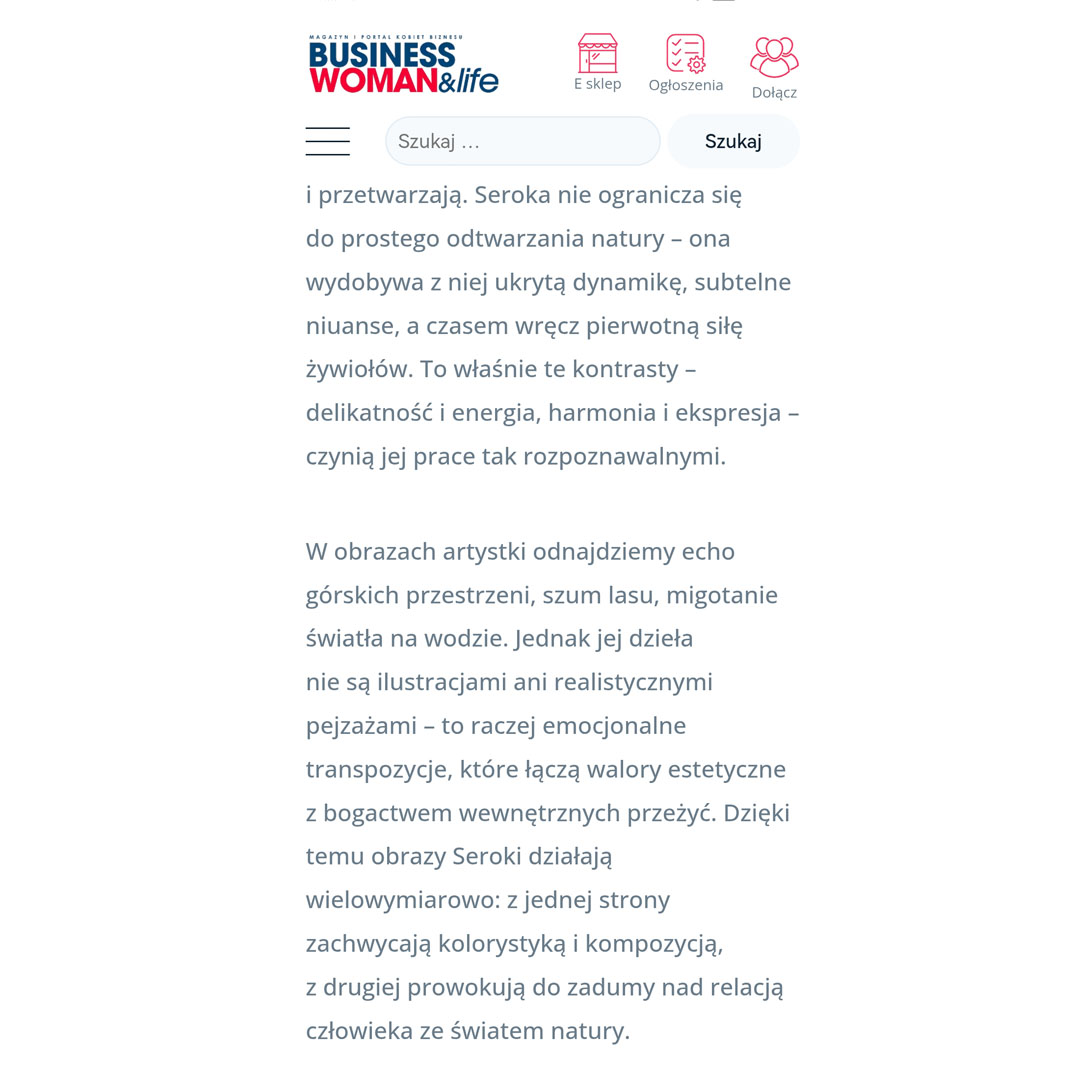 Abstract nature paintings in a magazine article on art and charity auction