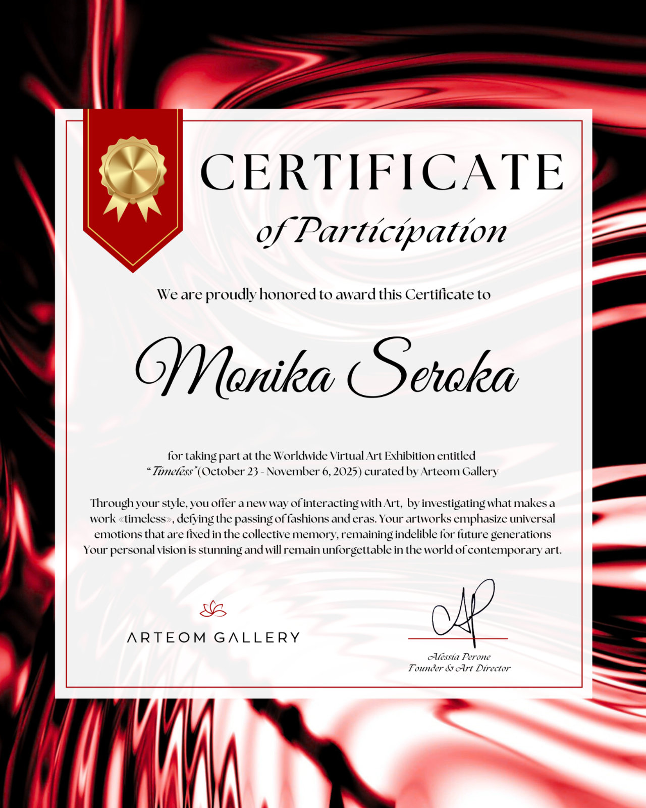 Abstract artist's expressive paintings from a virtual art exhibition