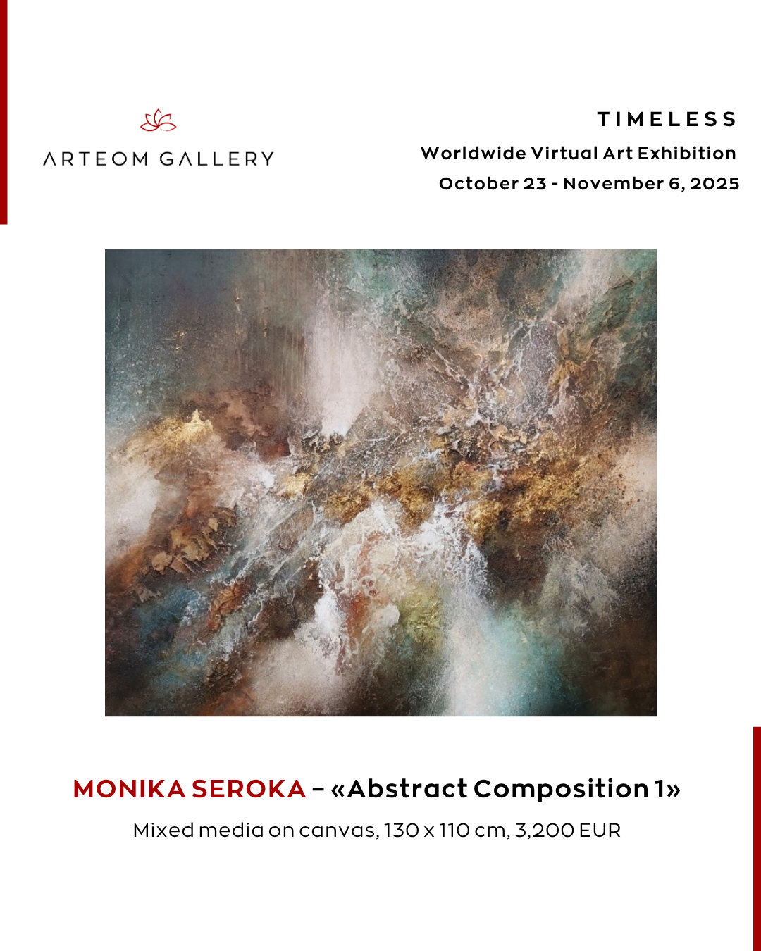 Abstract artist's expressive paintings from a virtual art exhibition