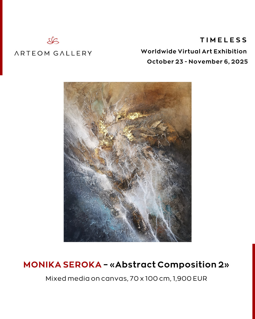 Abstract artist's expressive paintings from a virtual art exhibition