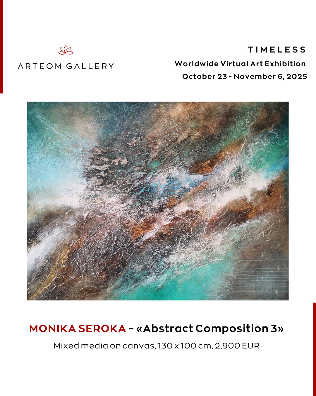 Abstract artist's expressive paintings from a virtual art exhibition