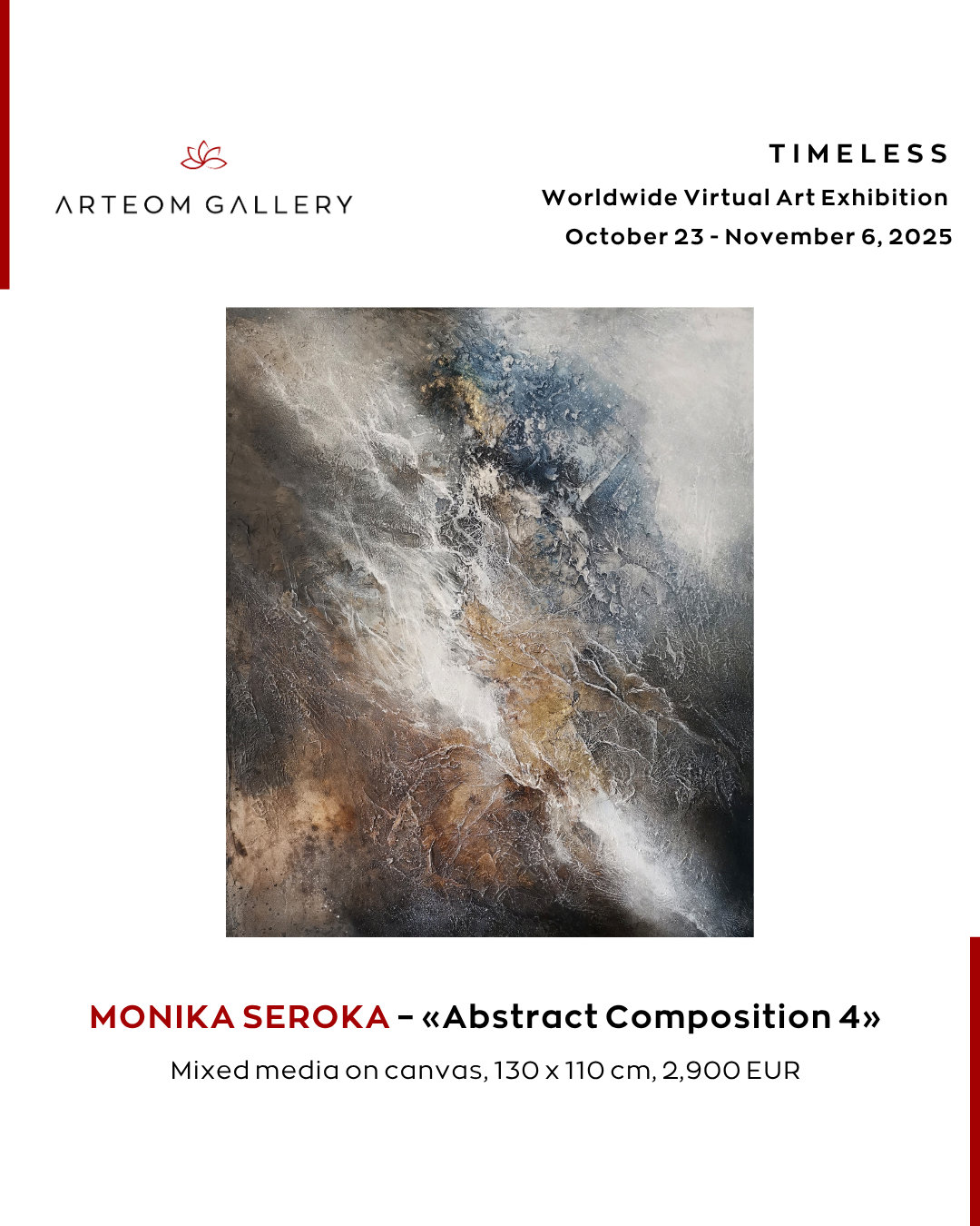 Abstract artist's expressive paintings from a virtual art exhibition